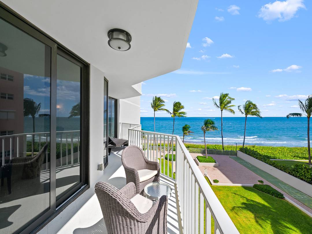 On the Beach ! ! Nestled in a charming boutique building, this 3rd floor oceanfront condo offers a large split floor plan, multiple balconies and strong views of the Atlantic, ...