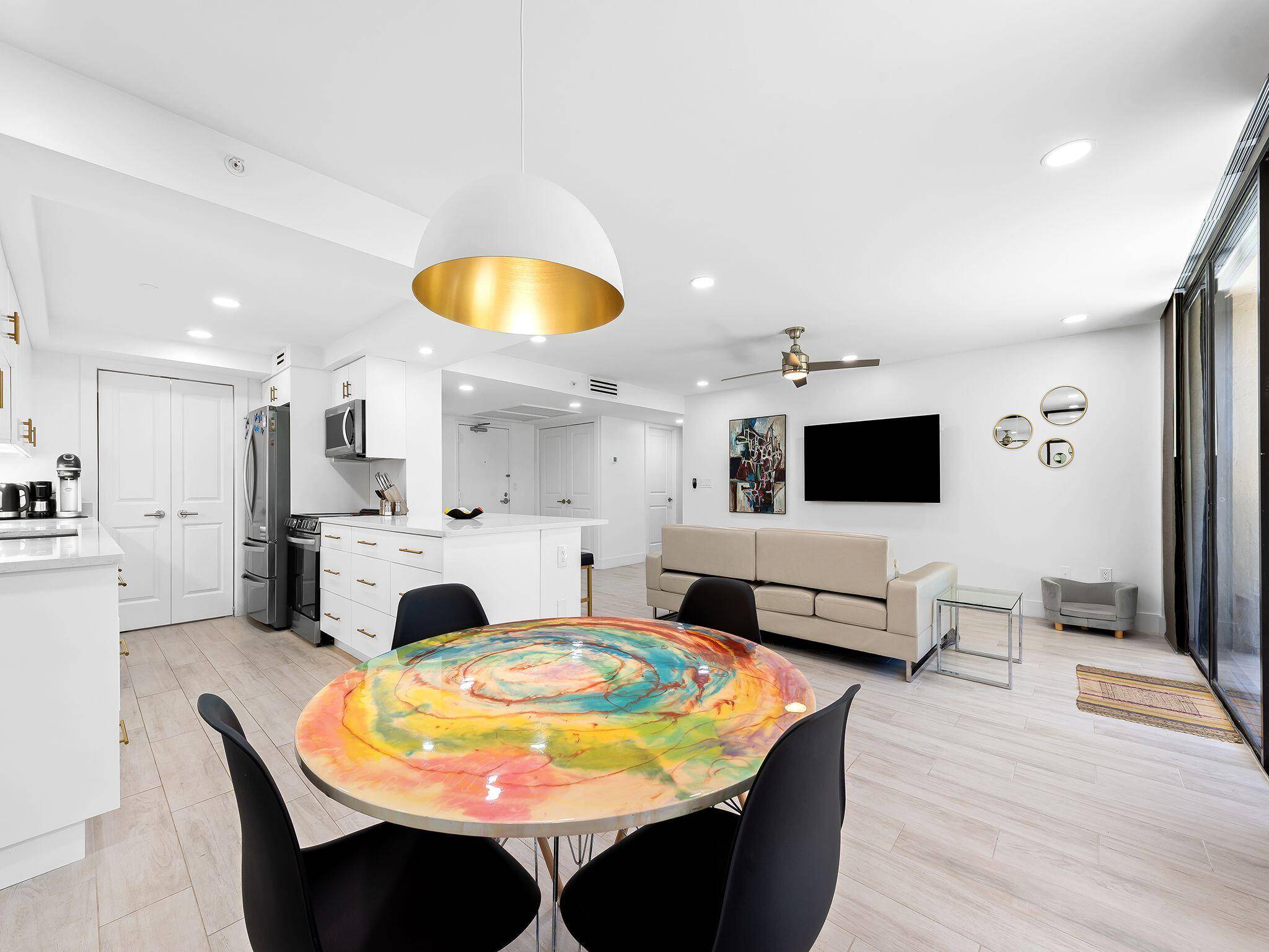 Beautifully remodeled with an open updated kitchen, stainless steel appliances and expansive living and dining area.
