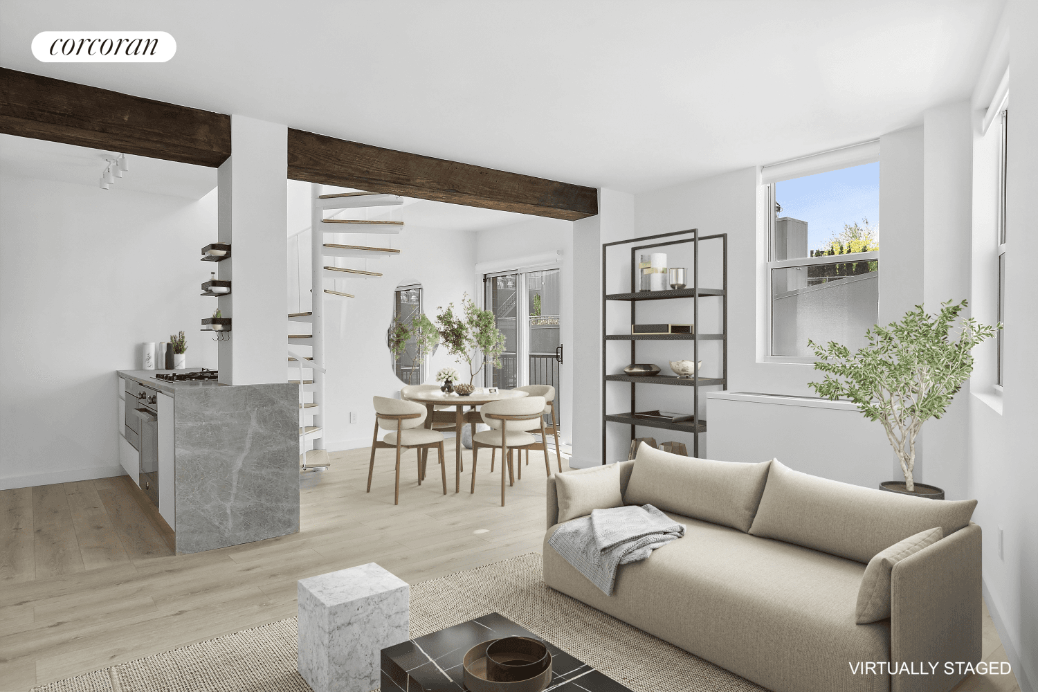 Rare opportunity to rent this newly renovated gem a 2 bedroom, 2 bathroom duplex penthouse with a sprawling private roof deck, located in the heart of the Meatpacking District.