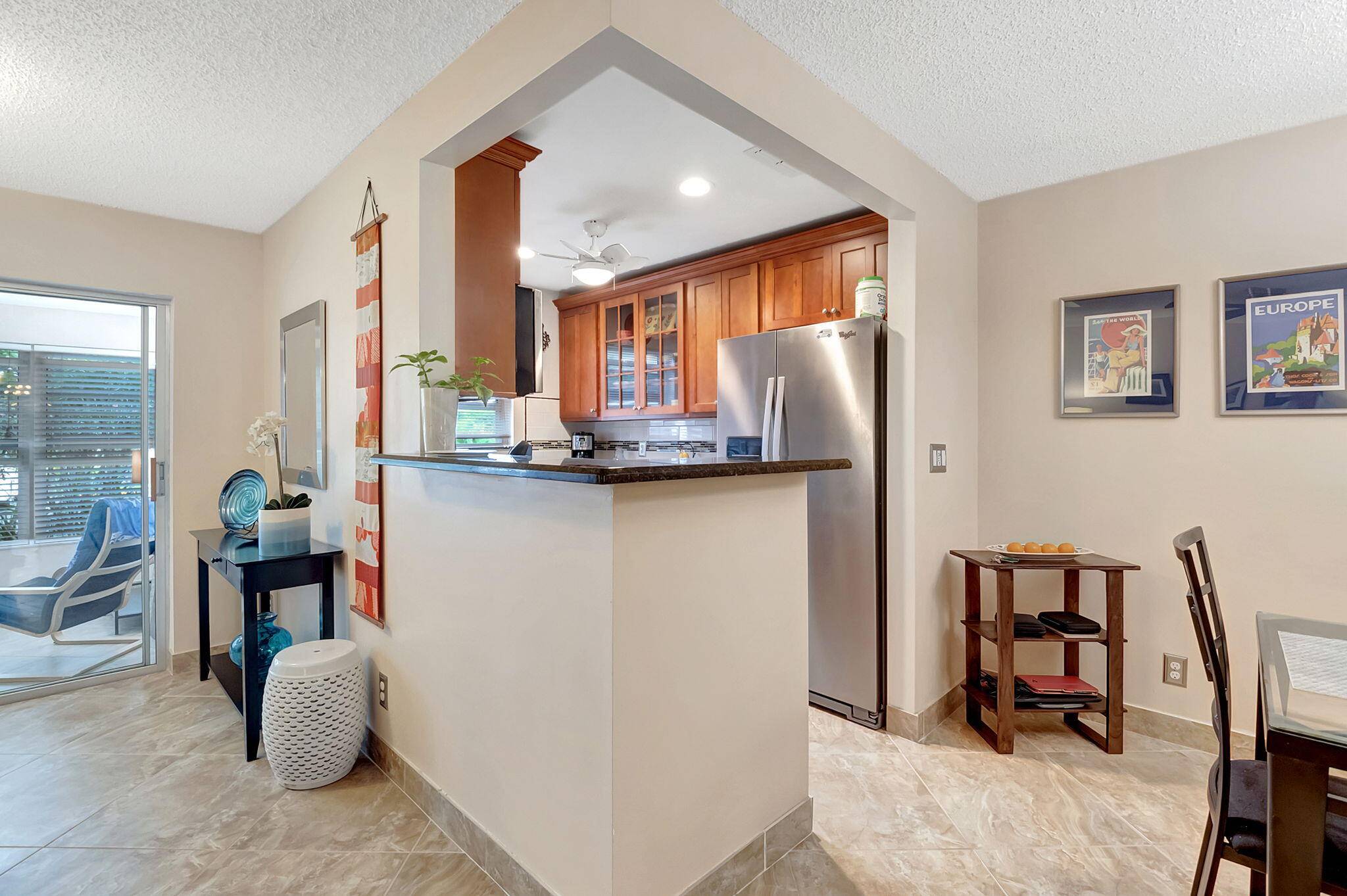 Great location of this completely updated remodeled, bright open and airy 1BR 2 full bath villa nestled in a 55 community.