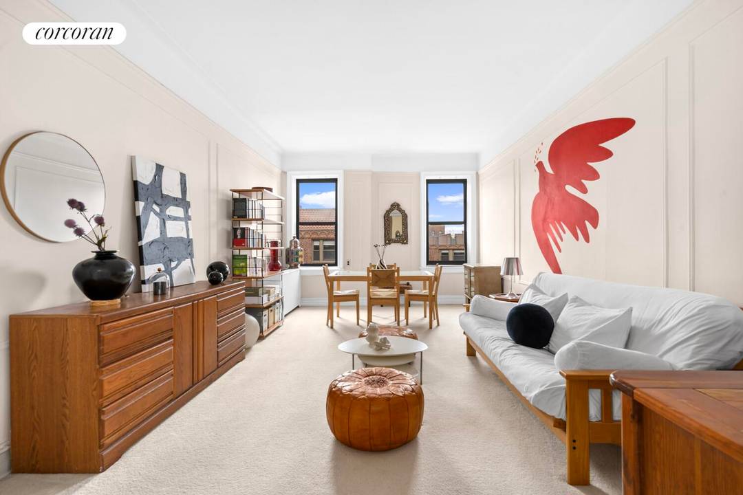 Welcome to Apartment 6K at The Fillmore, a top floor sanctuary that captures the grand scale of historic Jackson Heights.