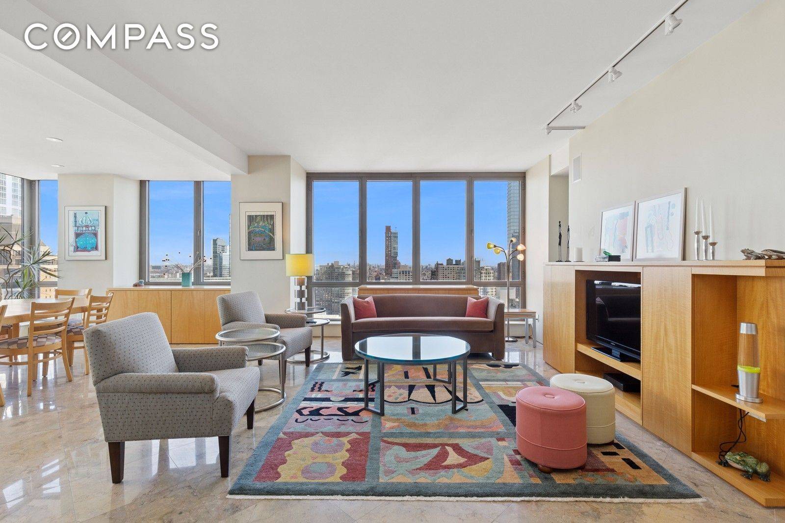 Modern sophistication and classic elegance blend magnificently in this stunning sun filled corner 3 bedroom condo, apartment 35A at 2 Columbus Avenue.
