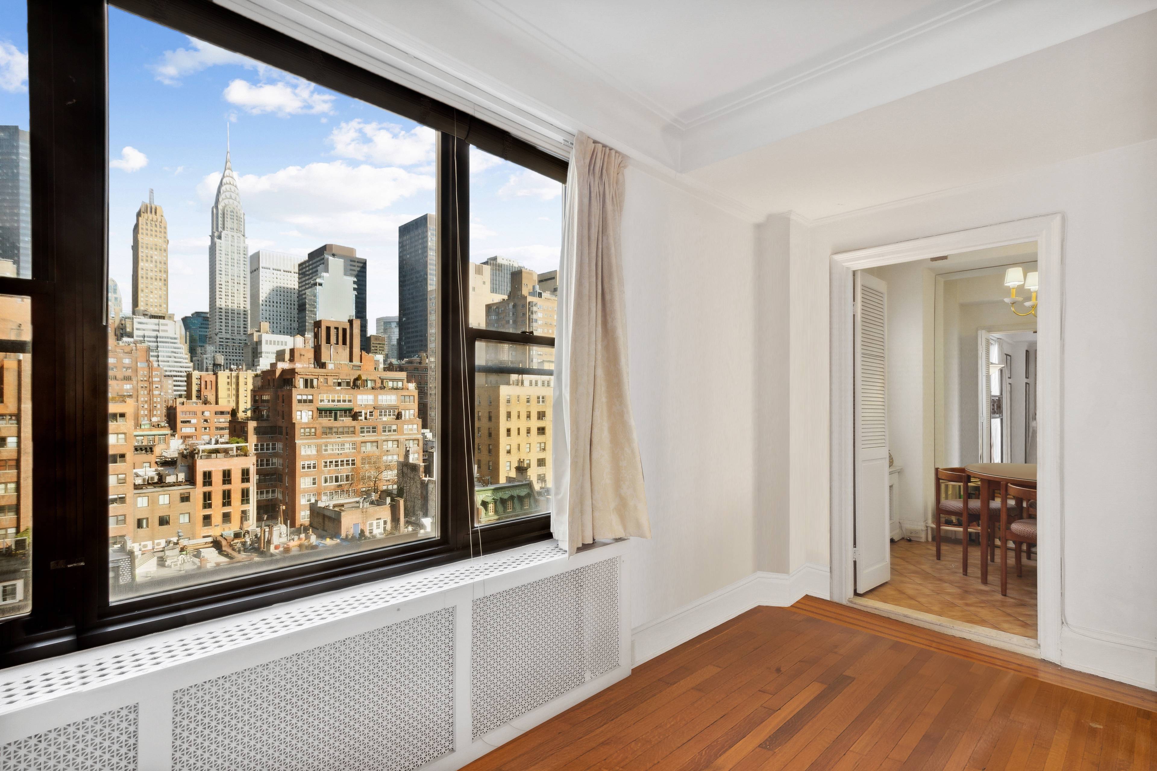 Rare Park Avenue Corner Studio Flex 1BD with Separate Kitchen amp ; Chrysler Building Views Enjoy a quintessential Manhattan lifestyle in this chic corner studio located on Park Avenue.