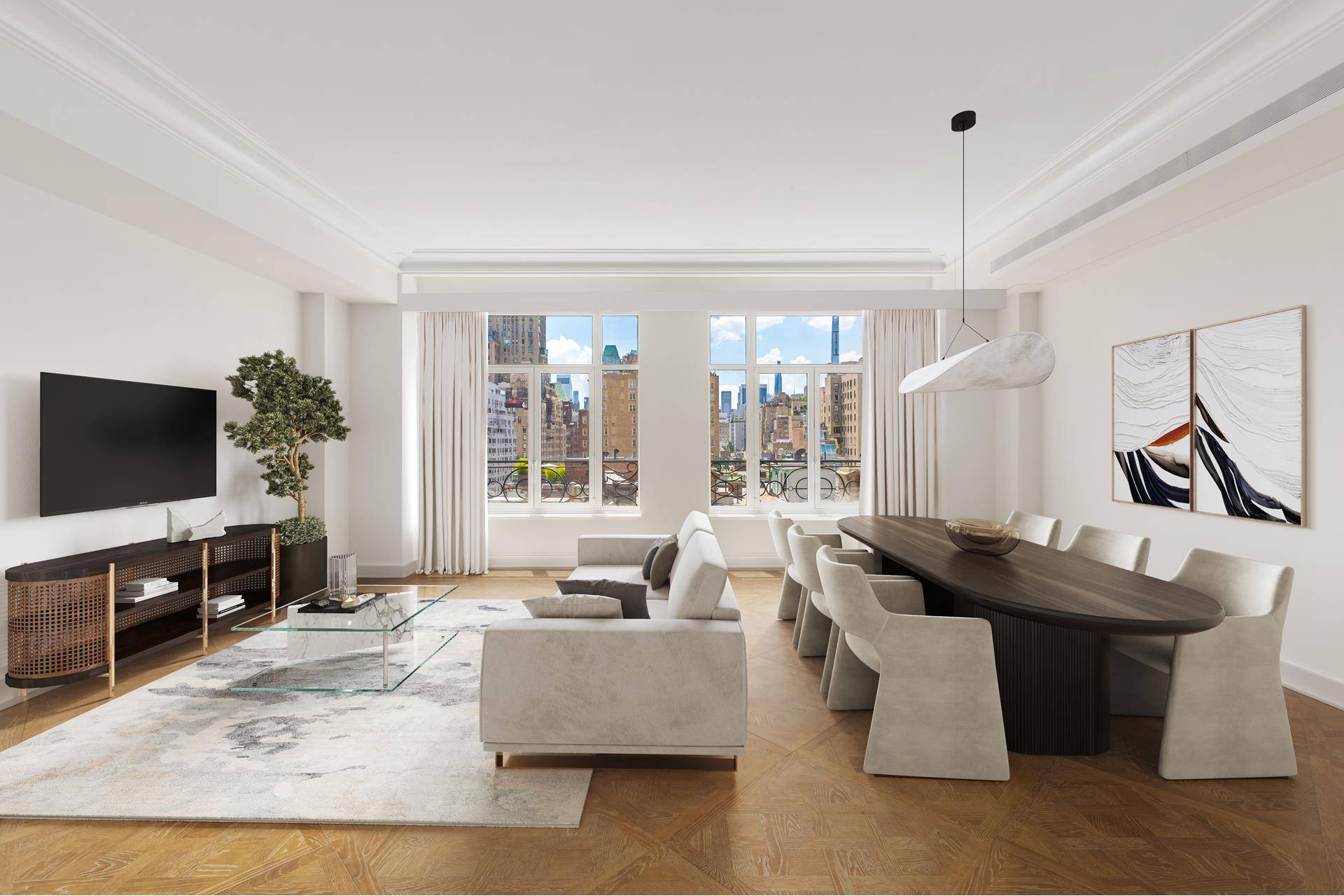 Meticulously appointed by Parisian design firm Cabinet Alberto Pinto, Duplex Residence 9 at 27 East 79th Street offers 5 bedrooms, 5.