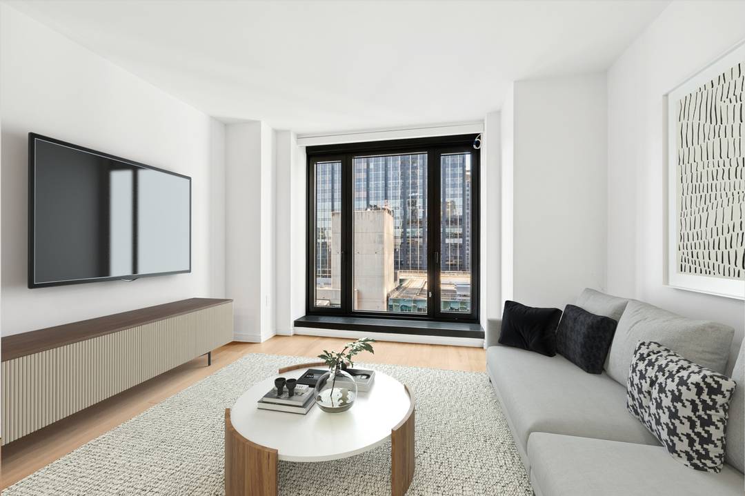 Perched high above Midtown, Residence 35G is a south facing one bedroom offering abundant natural light and open skyline views through floor to ceiling windows.