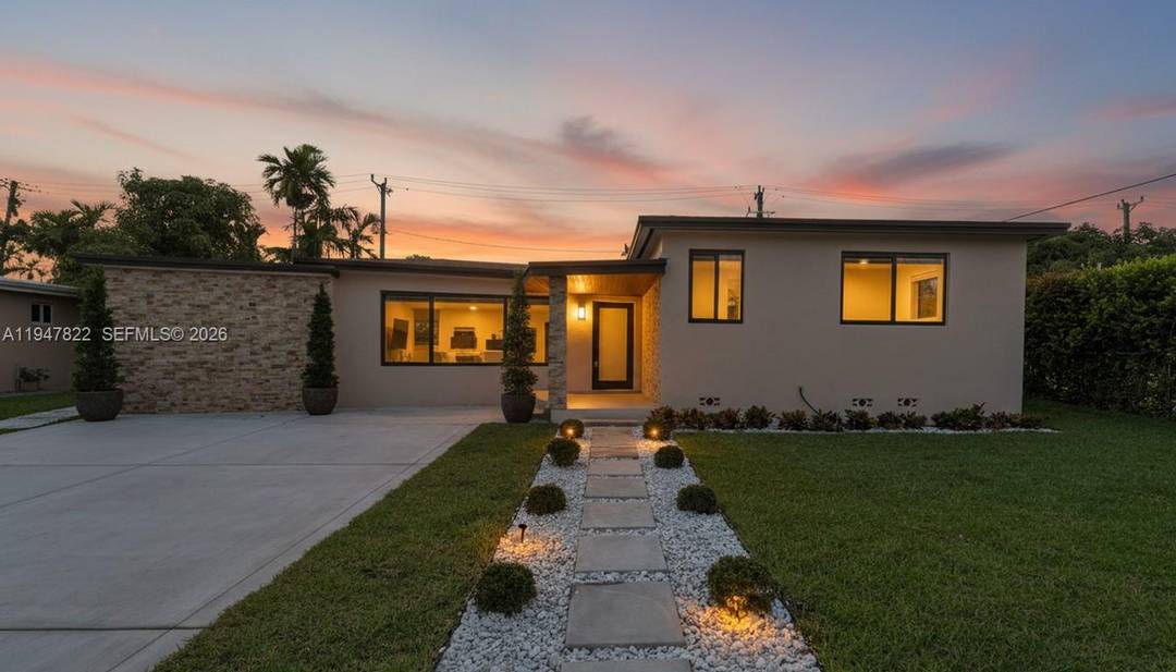 Your search ends here. This fully renovated 4 bedroom, 3 bath residence showcases a striking modern exterior with timeless mid century influences, nestled in a desirable enclave near Miami Shores.