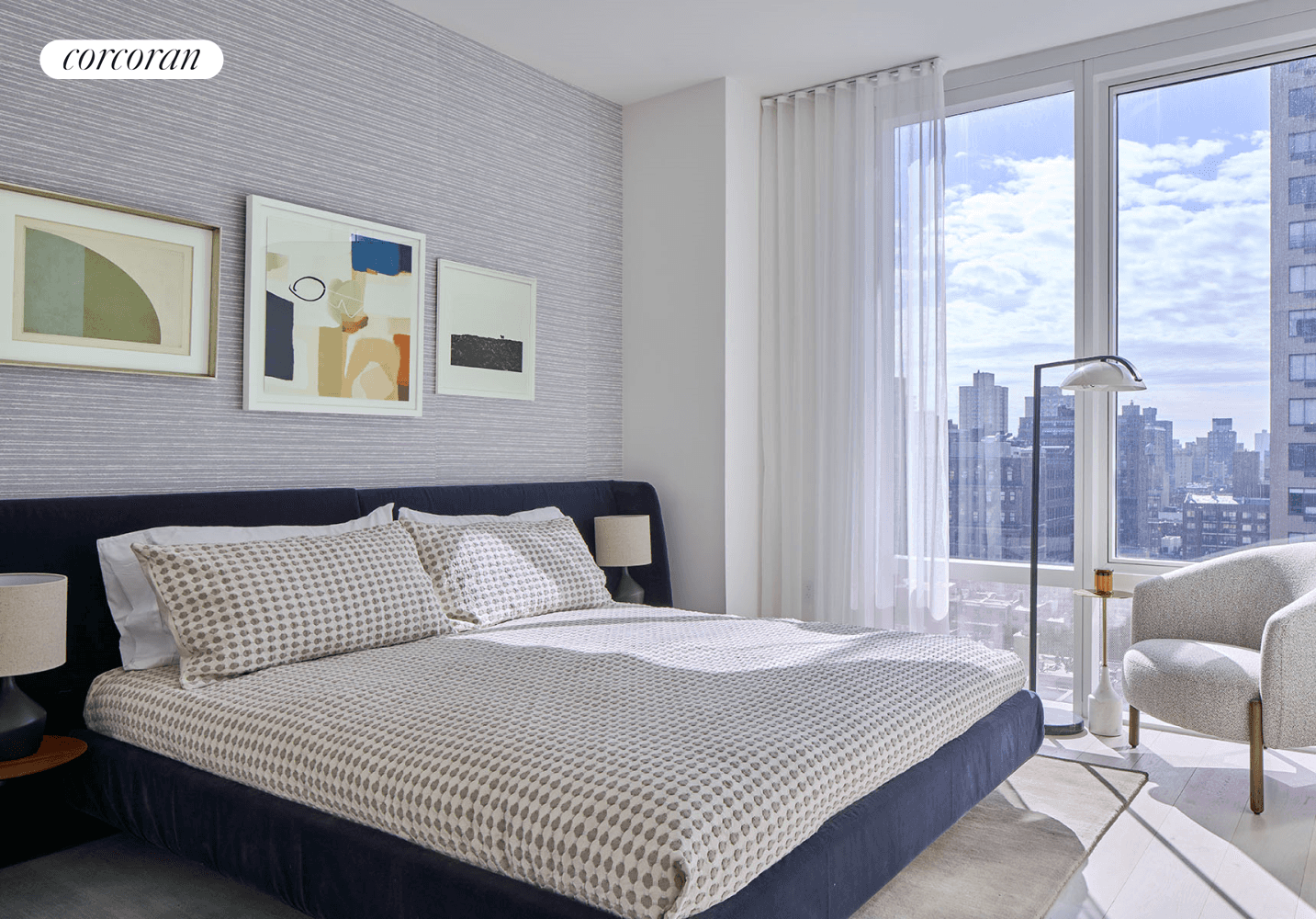 With ceilings soaring up to 13 feet high, you will be mesmerized by the expansive, unobstructed views of the city through the north west corner living room with wraparound floor ...