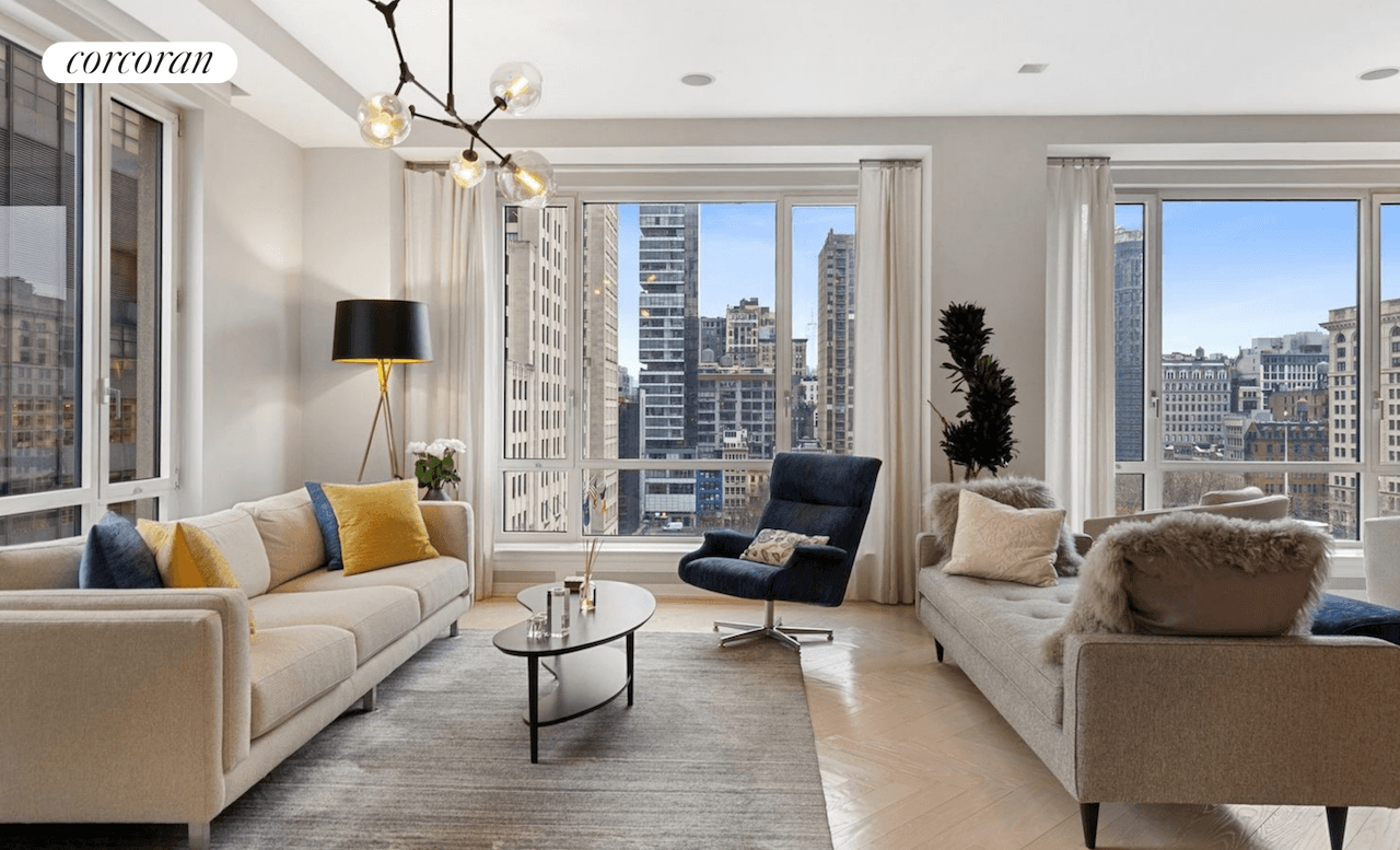 Full floor condo loft residence facing Madison Square Park.
