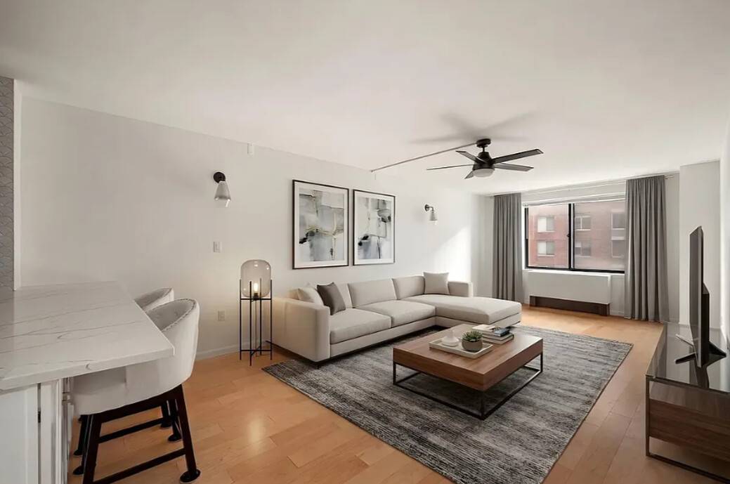 A brand new renovation in this rare and unique, the N line at 280 Rector Place is 764 sqft, the largest one bedroom easily Convertible 2 available in the building.
