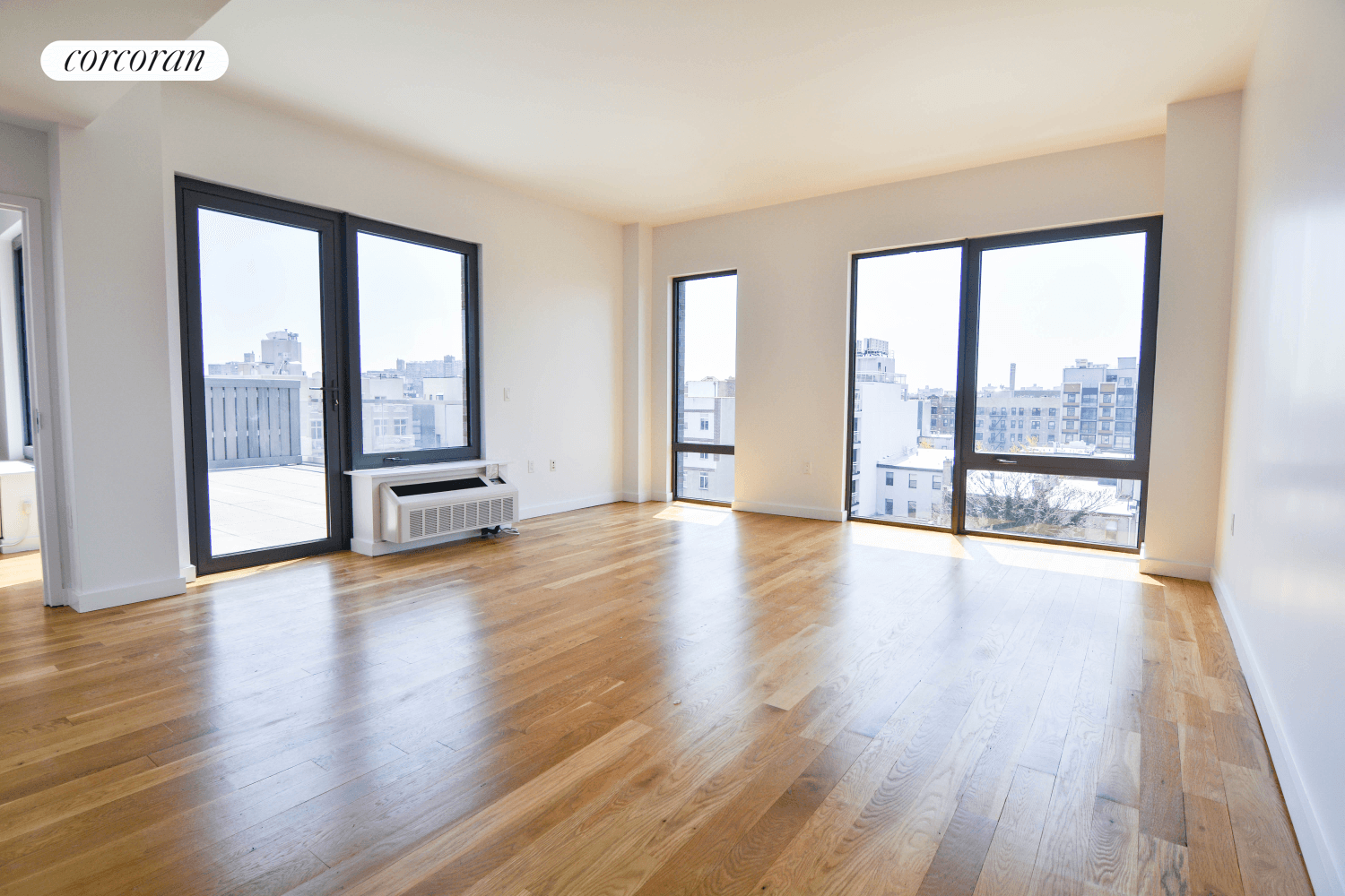 This corner unit, two bedroom home features a HUGE private terrace, as well as walls of floor to ceiling windows through out the home allowing for open views and great ...