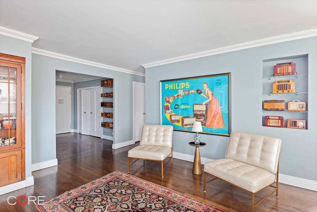 Located on the 17th floor, this expansive four bedroom with a den and four and a half bathrooms spans over 2, 400 square feet.