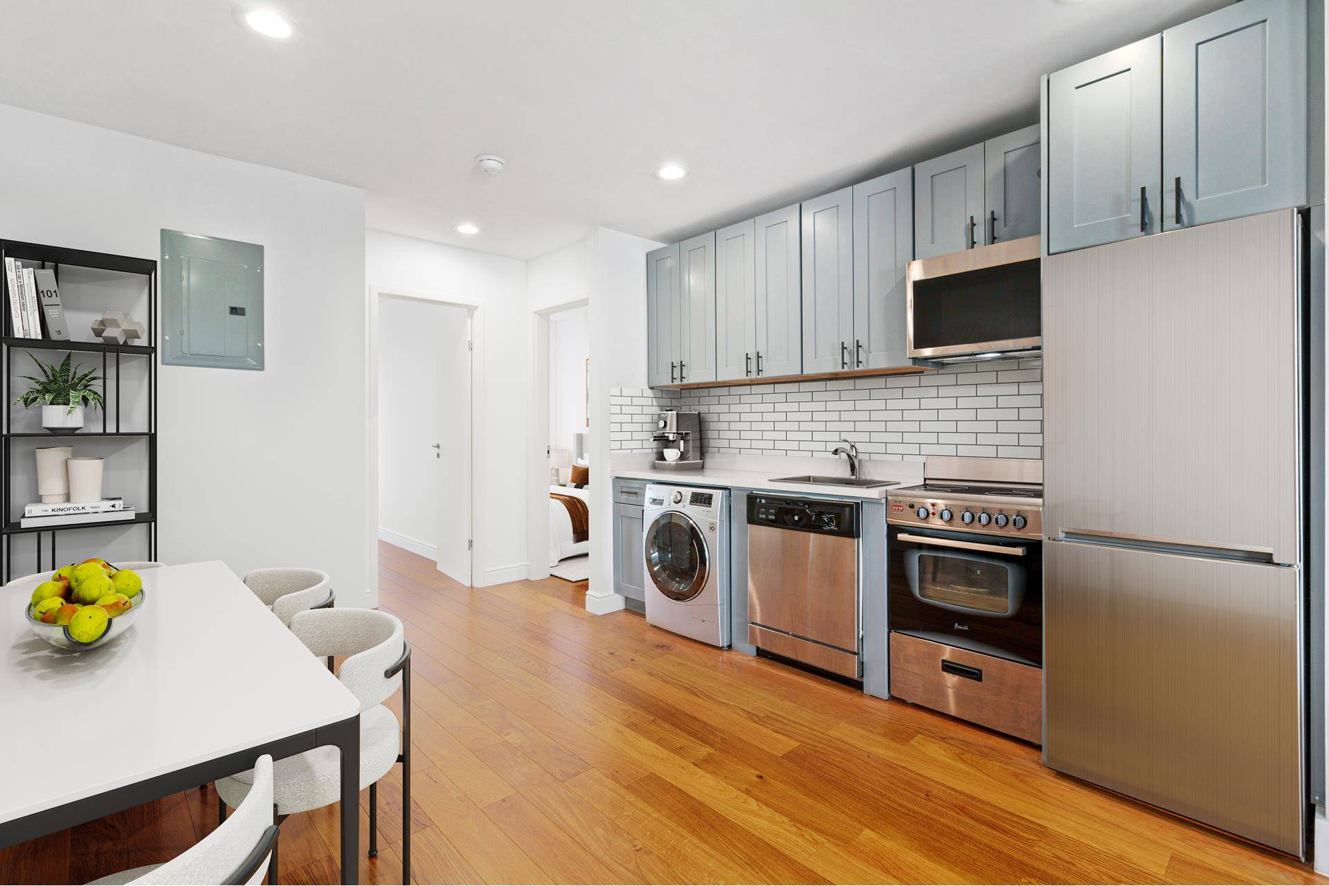 Residence 4F is a spacious two bedroom, one bathroom floor through apartment in the sought after Fort Greene neighborhood of Brooklyn.