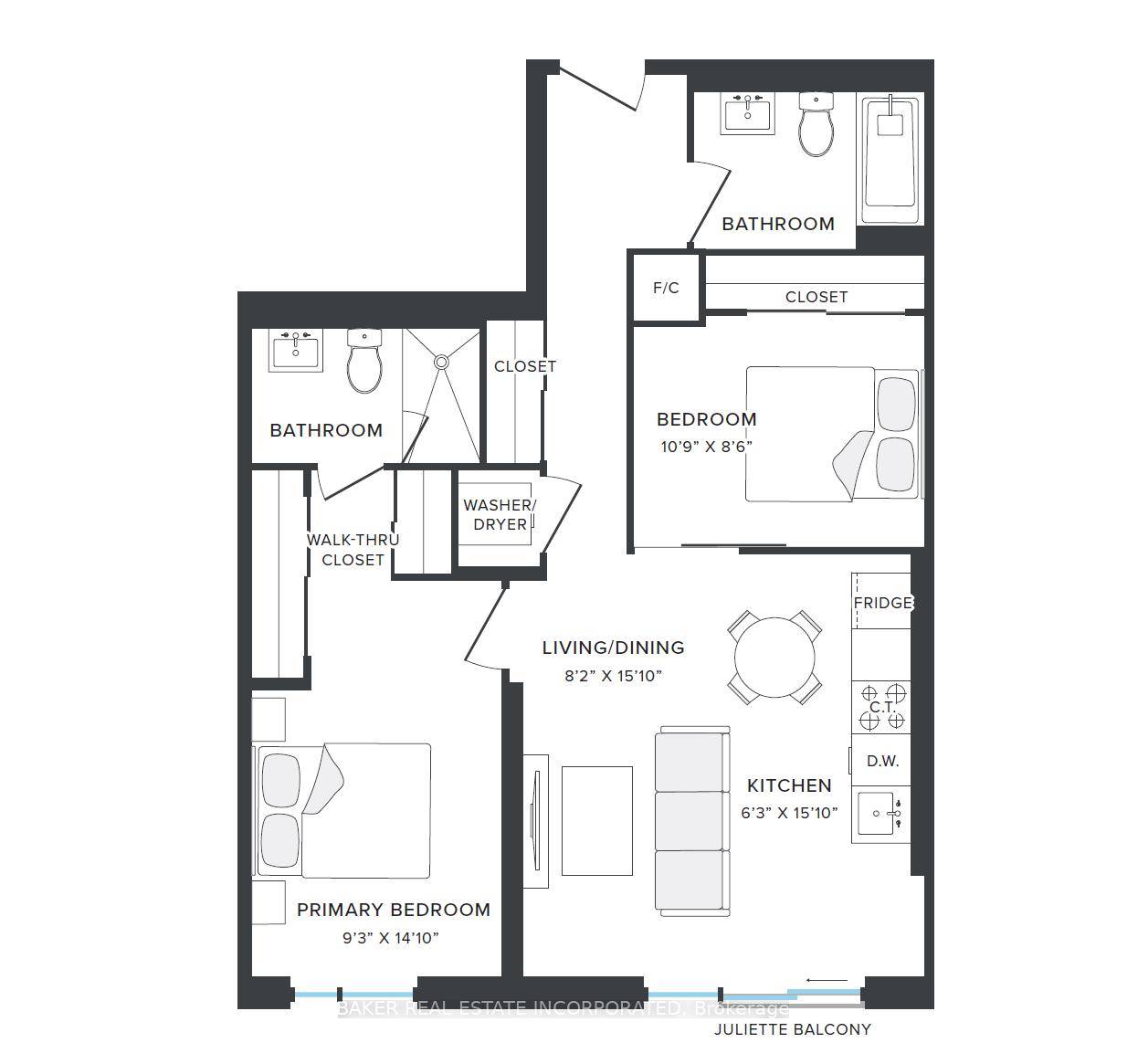 BRAND NEW, NEVER LIVED IN 2 BED, 2 BATH 808 sf SUITE RENT NOW AND RECEIVE 6 WEEKS FREE !