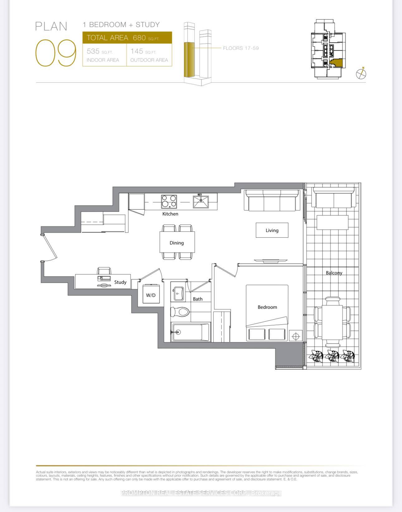 Executive 1 Bedroom Study Condo for Lease.
