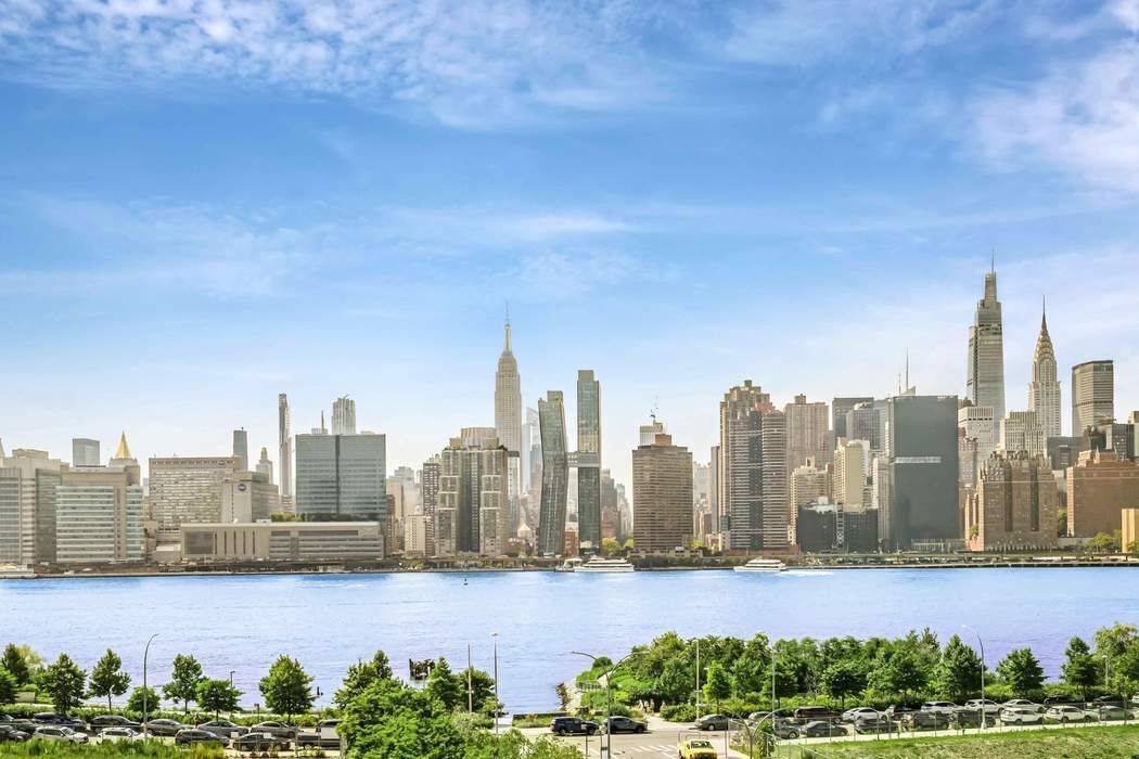 Lease assignment Current lease expires 2 28 26 Spacious 2 bedroom, 2 bath apartment with exceptional water and Manhattan Skyline views !