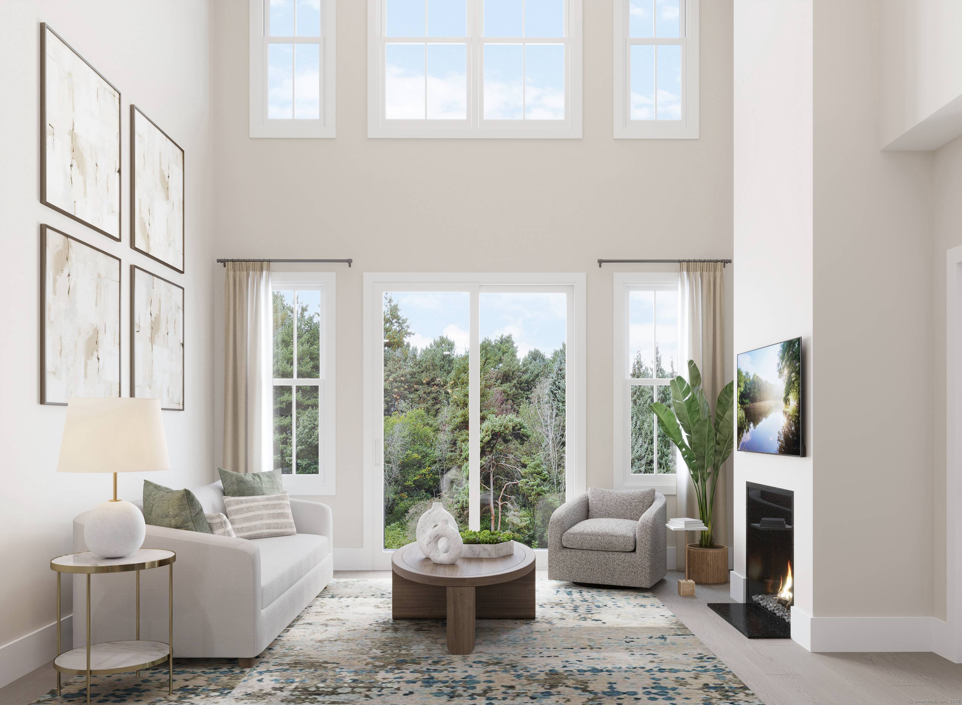 The appealing two story foyer of the Mohonk Elite offers a lovely view of the casual dining area and spacious great room with desirable access to the rear yard.