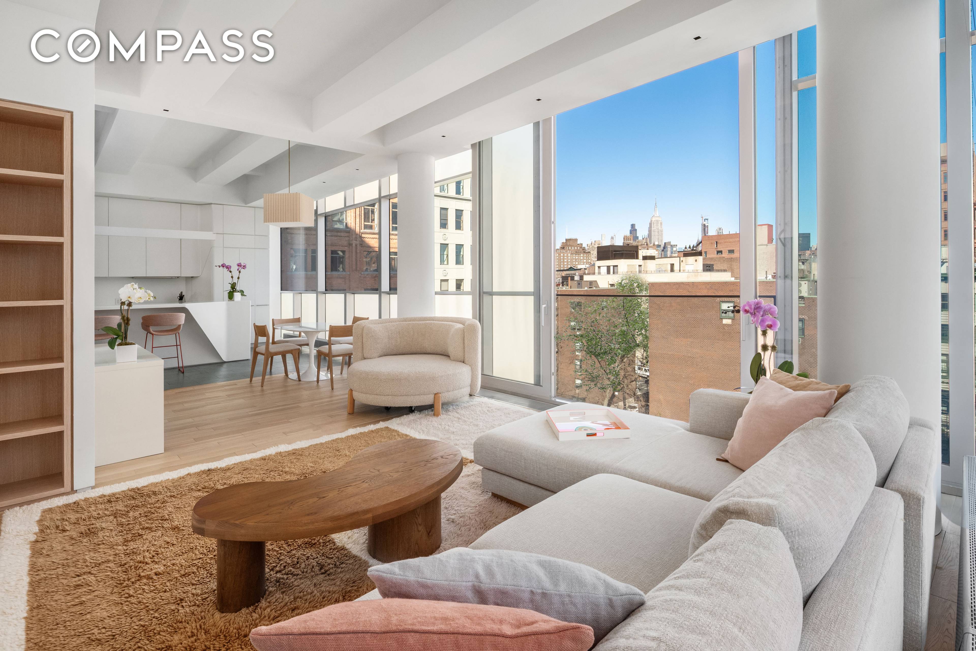 Residence 6B is a light filled contemporary condominium with extraordinary views, located at 166 Perry between Washington and West Streets in the prime Far West Village.