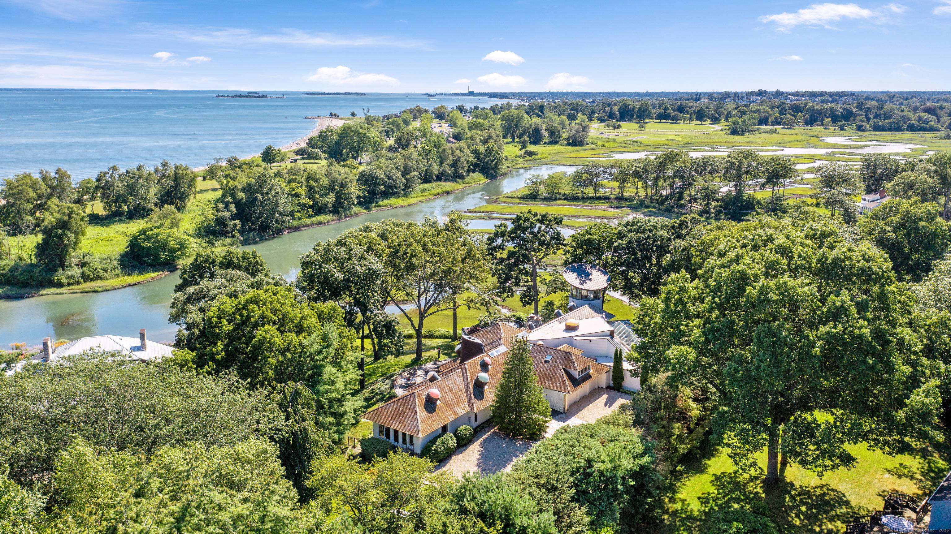 A true Westport icon, 11 Beachside Common is one of the most architecturally distinctive homes on the Connecticut coast known to anyone who's ever strolled Burying Hill Beach.