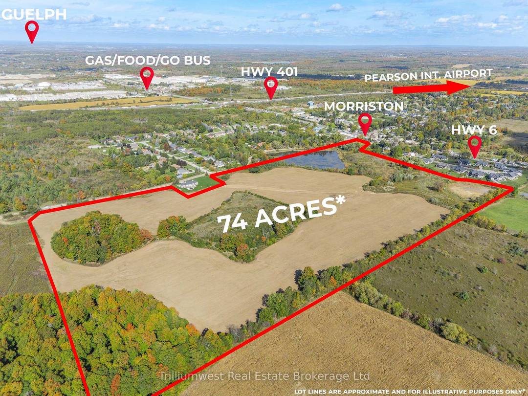 74 Acres of Rolling Countryside in MorristonAn exceptional opportunity to own 74 picturesque acres fronting on Calfass Road in sought after Morriston.