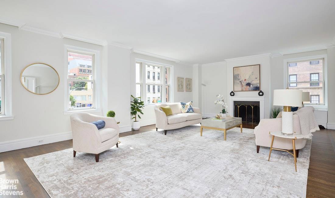 Flooded with natural light and tree top views, this lovely south facing duplex offers approximately 3, 200 sq ft of elegant living space in a beautifully maintained pre war building.