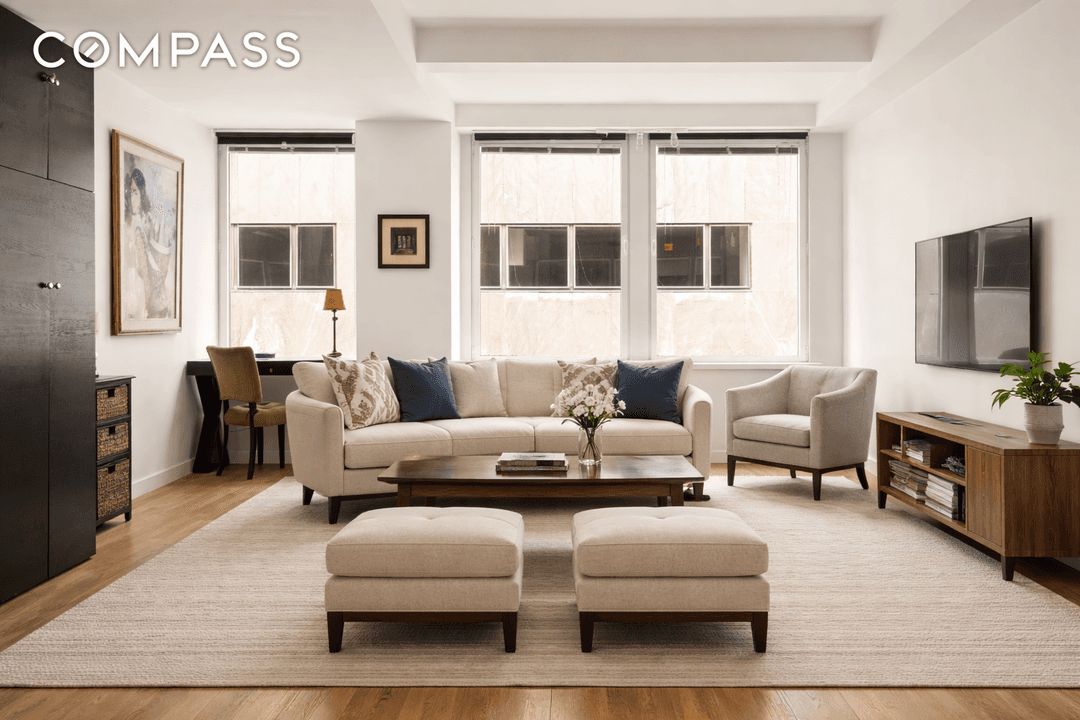 Welcome to Residence 15F, a versatile and sleek 845 square foot loft style apartment that perfectly balances style and functionality.