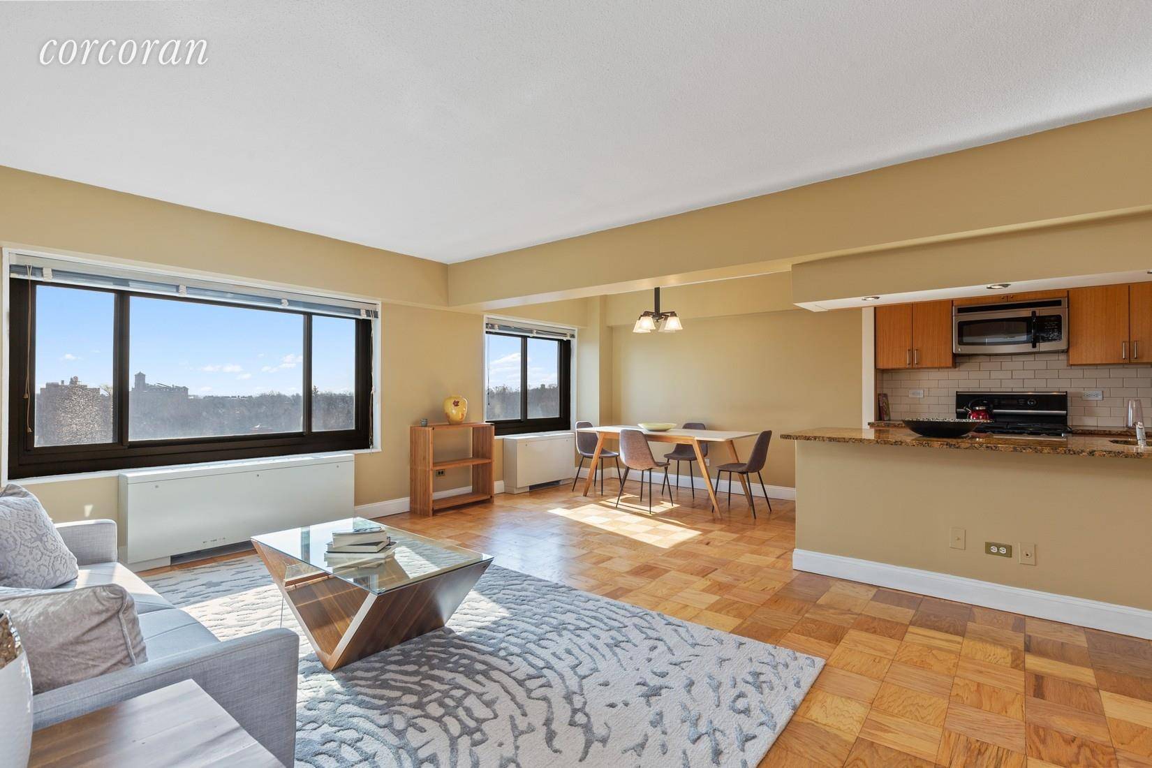 Welcome home to your over sized, move in ready, sun drenched 2 Bedroom 2 Full Bathroom condominium conveniently located in the heart of Forest Hills.