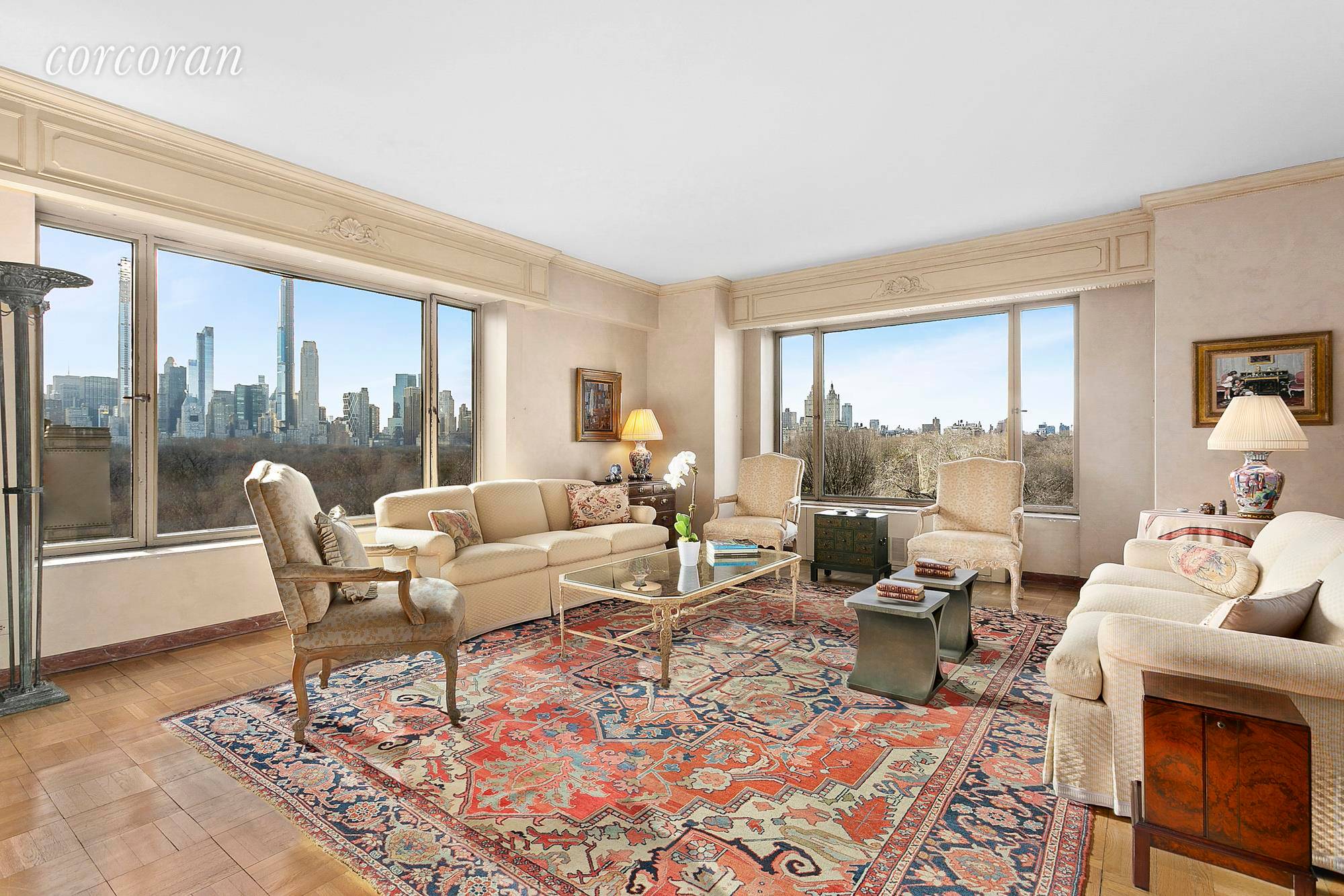 This coveted and spacious southwest corner 7 room home is perched high on the 10th floor of one of Fifth AvenueA s white glove, luxury full service postwar cooperatives.