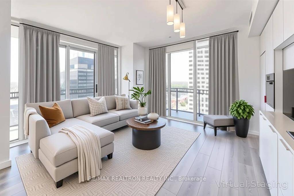 Bright, Spacious, Southwest Facing, 2 bdrm den, which can be a home office, and 2 full baths in the amazing upscale 8 Eglinton E.