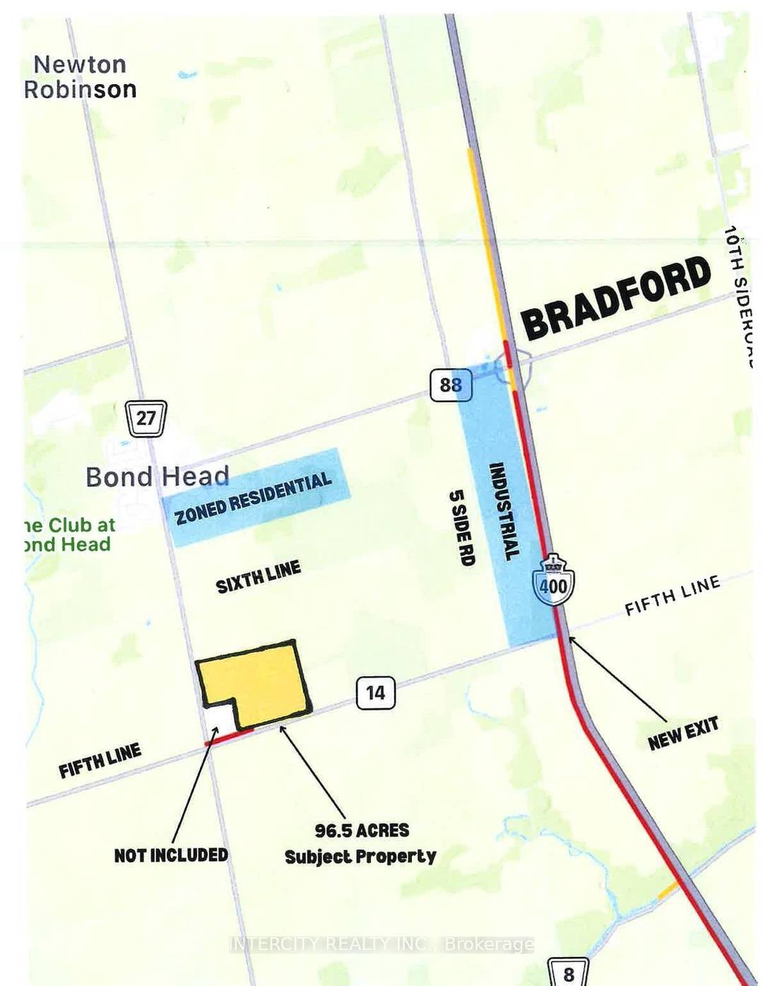 The subject property 96. 50 Acres, is situated in a strategic location, at the North East corner of Highway 27 and 5th Line.