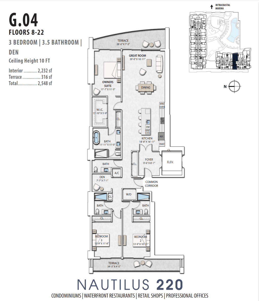 Wake up to sweeping, unobstructed waterfront views at Nautilus 220, where expansive glass and private outdoor space capture the beauty of the Intracoastal Waterway, Lake Park Harbor Marina, and the ...