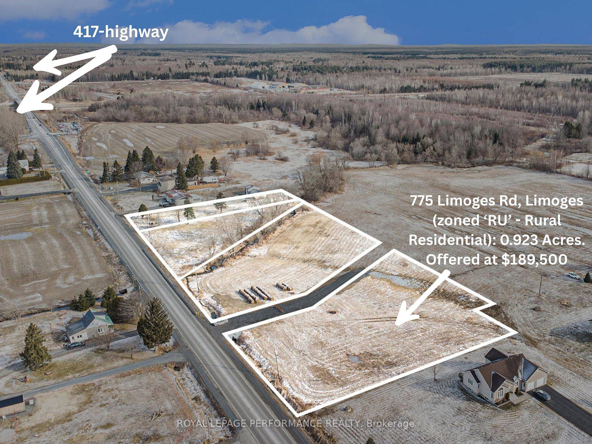 Presenting 0. 923 acres of prime Rural RU land, perfectly situated in the growing town of Limoges !