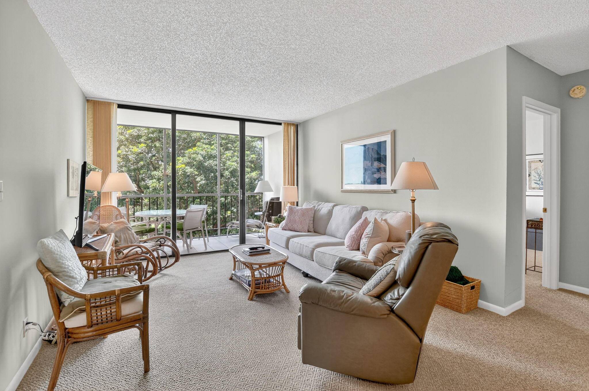 Ready for season fully furnished 2 bed 2 bath middle unit in great condition with amazing golf and lake views.