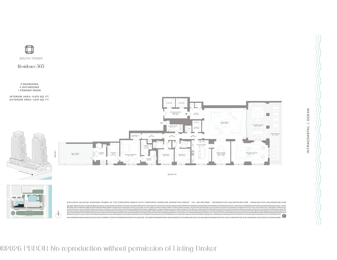 South Tower Residence 503 at South Flagler House captures the essence of waterfront living with 3 BR and 4.