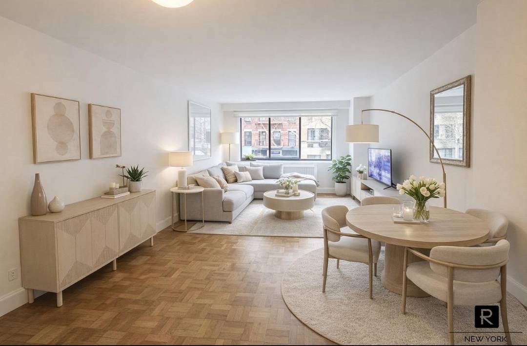 Sun drenched amp ; large flex 2 bedroom 1 bath in highly desirable Upper East Side full service co op.