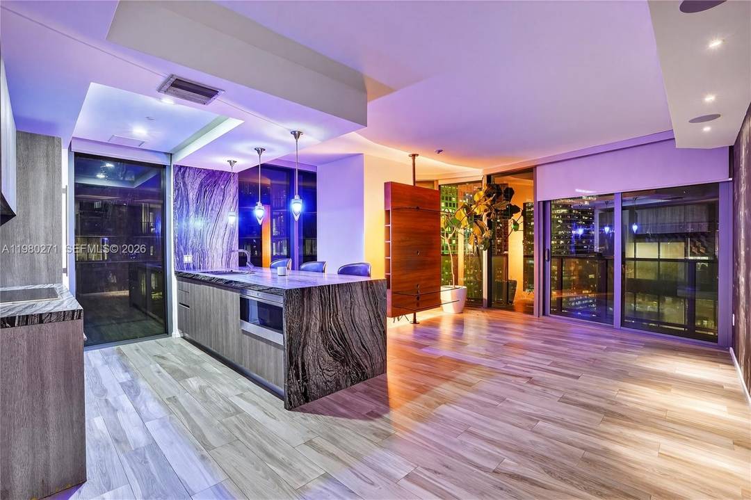 Stunning 28th floor corner residence at SLS Brickell featuring private elevator access directly into the unit.