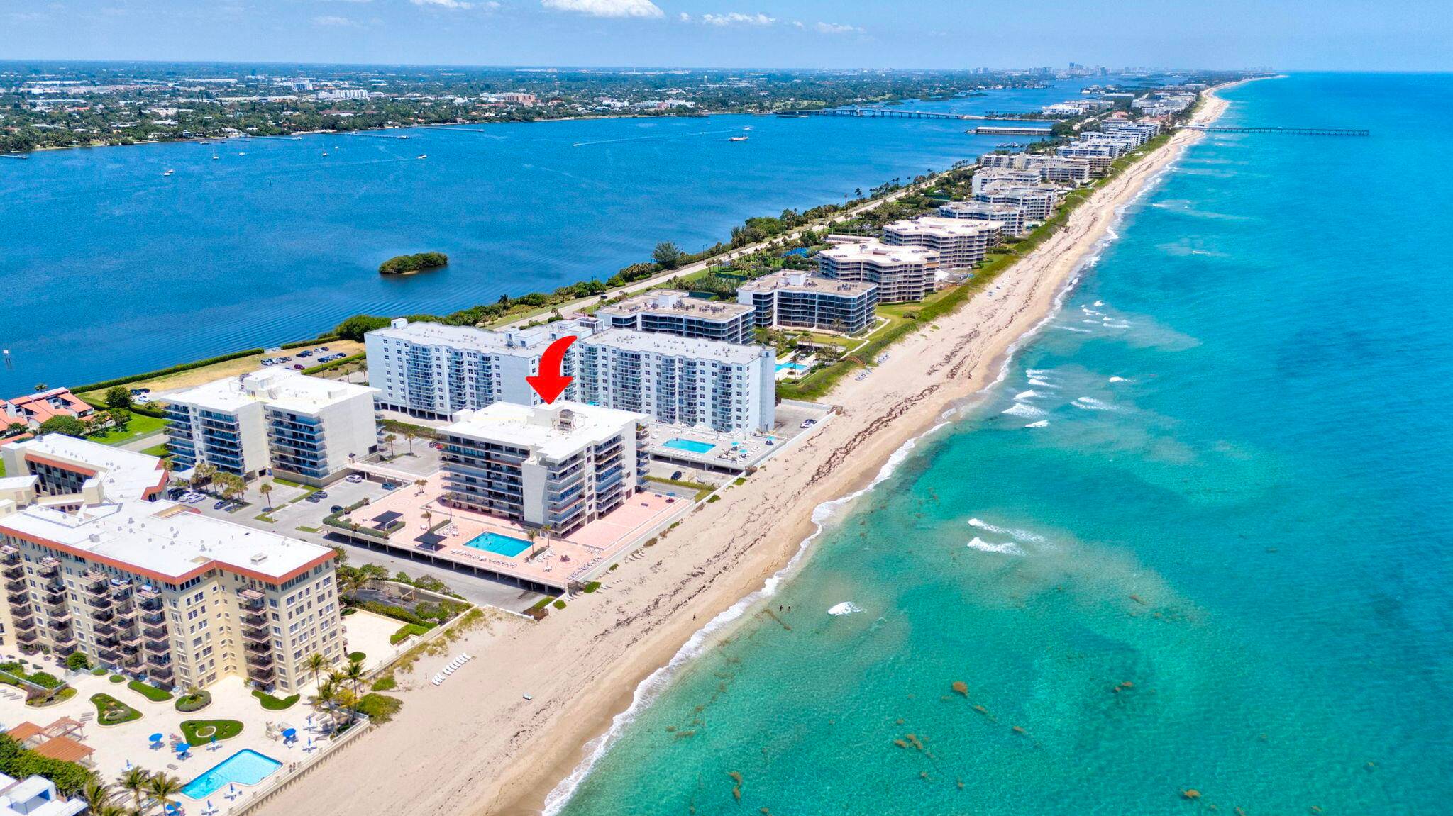 Luxurious, stunning 2 bed, 2 bath Palm Beach condo located right on your own private beach just one floor down !
