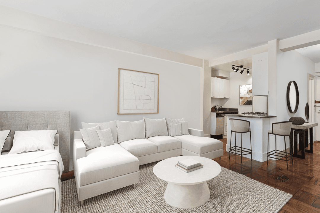 This centrally located studio offers low maintenance, over sized windows and amazing lighting from East exposures.