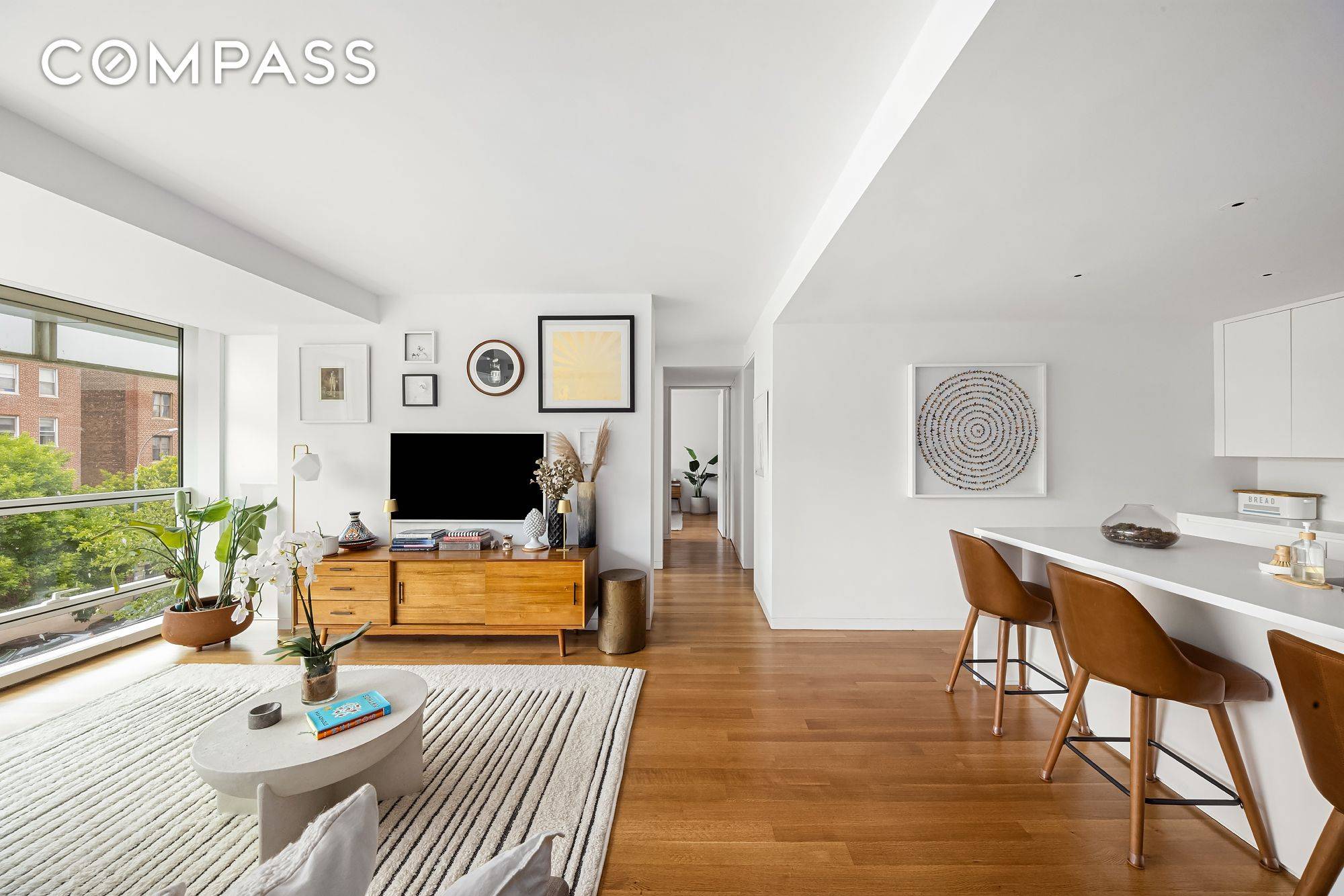 Iconic Richard Meier Glass Tower Overlooking Prospect Park and the Historic Plaza Rare Two Bedroom Residence.