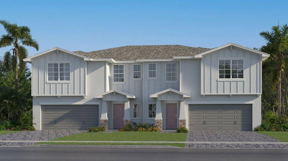 The first floor of this new two story twin home design presents the open plan main living area, which includes the spacious Great Room, a fully equipped kitchen and lovely ...