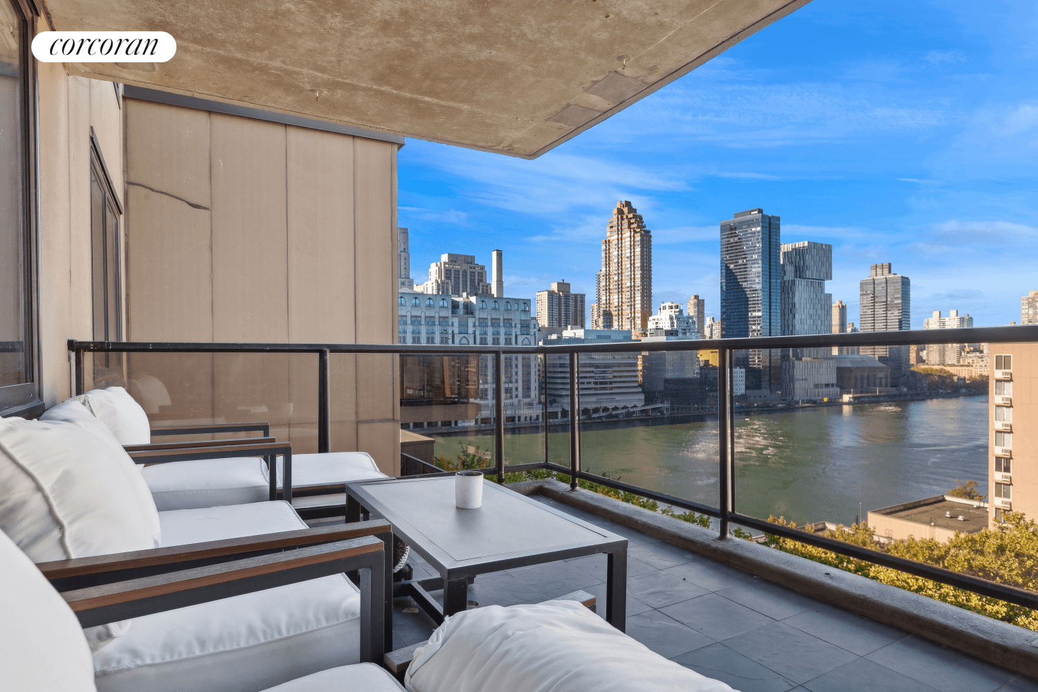 Bright and spacious 2 bedroom 2 bathroom plus home office and also a private balcony in one of the most desirable co op buildings on Roosevelt Island !