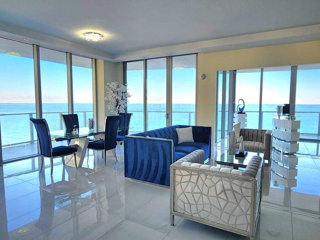 Luxurious oceanfront condo with spacious open layout overlooking the Atlantic Ocean.