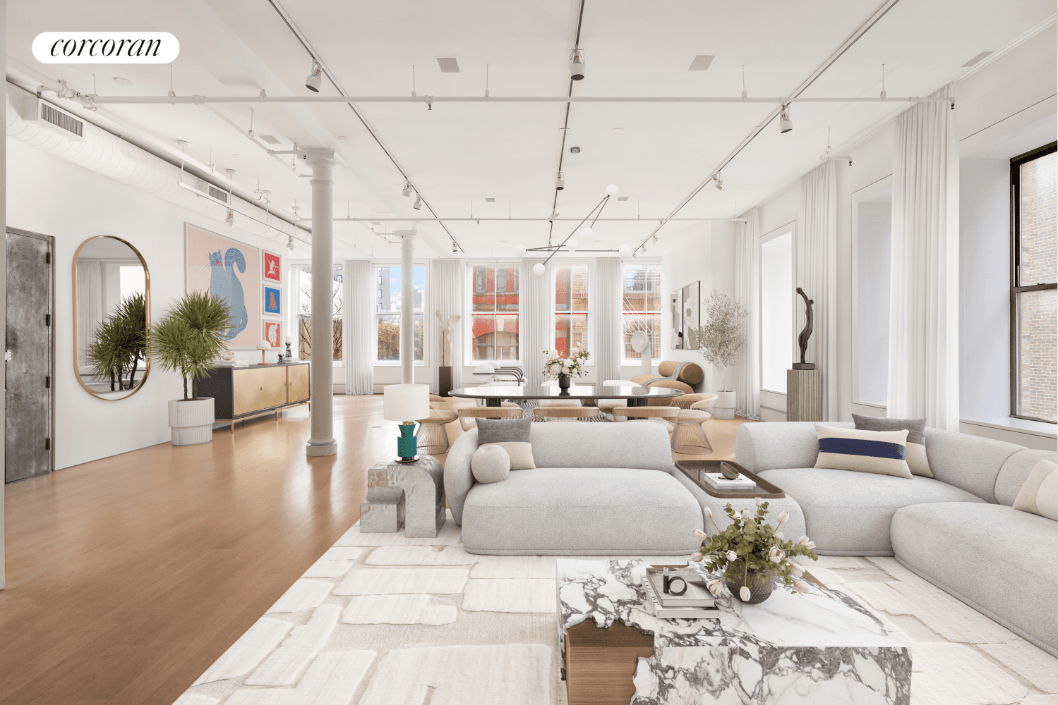 THE ULTIMATE LOFT ON THE MOST DESIRABLE STREET IN SOHO A rare opportunity to own a corner SoHo loft with epic proportions featuring 13 foot ceilings and 15 massive windows ...