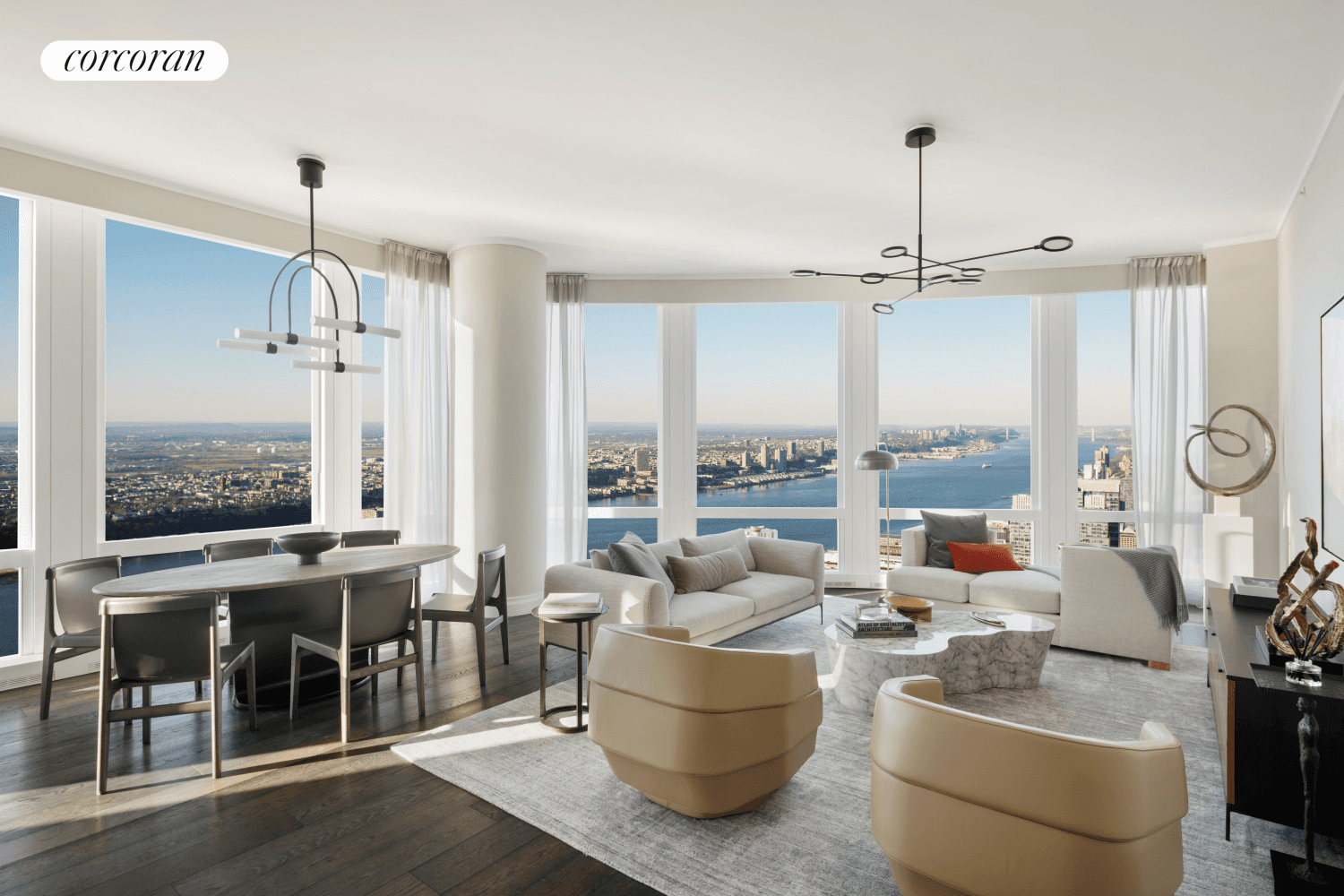 GRACIOUS HIGH FLOOR THREE BEDROOM HOME OVERLOOKING THE HUDSON RIVER.
