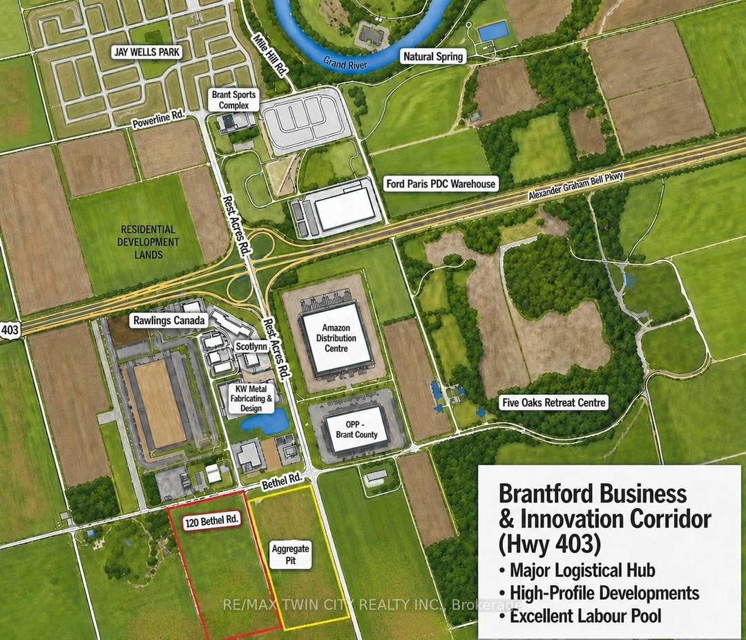 100 acre parcel of land located just off the southwest corner of Bethel Road and Hwy 24, and 1.