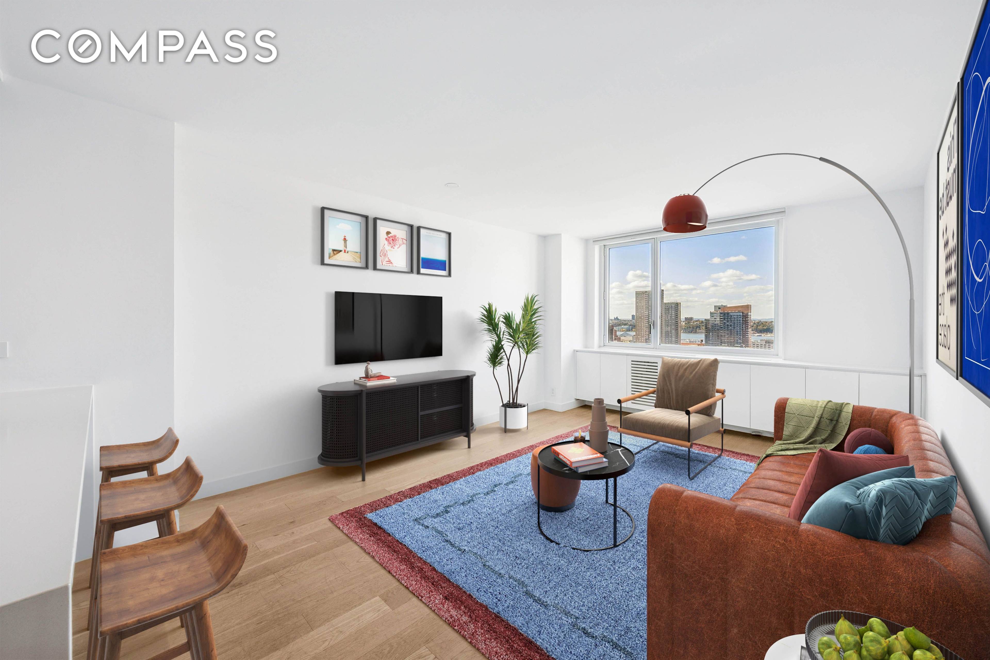 Spectacular high floor, west facing views await you in this spacious 2 bedroom, 1 bath residence at 301 West 53rd Street, perfectly located in the heart of vibrant Hell s ...