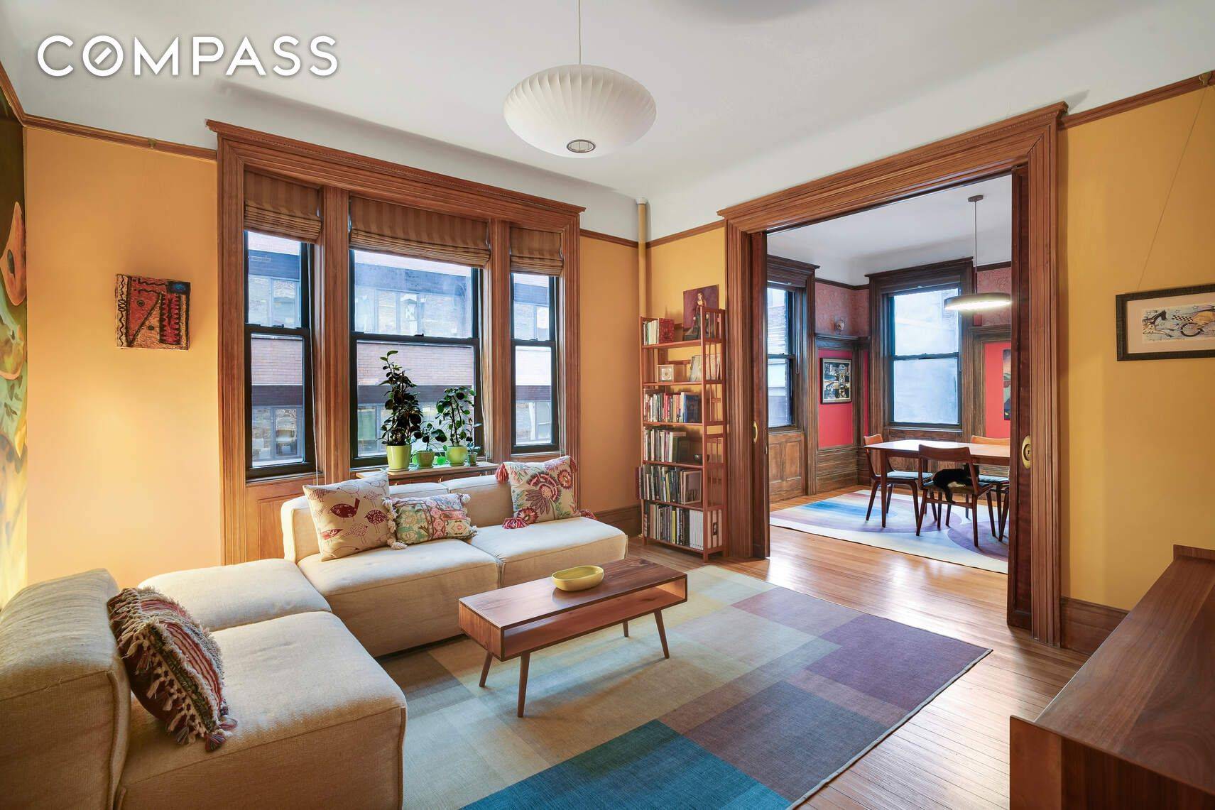 Fall in love with this beautifully restored two bedroom flex 3 home on a delightful tree lined block in Morningside Heights.