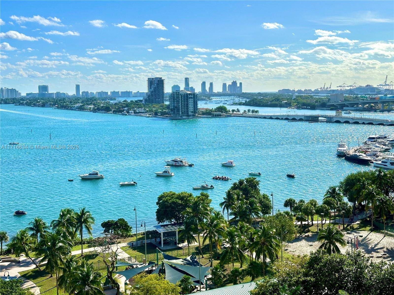 Spacious 2BR 2BA with 1, 374 SF condo at 1800 Club featuring stunning Biscayne Bay views from a large private balcony.