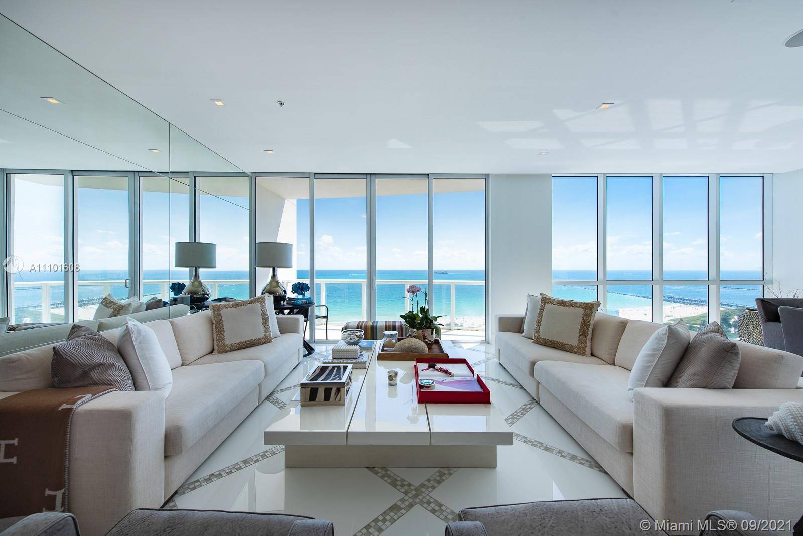 Professionally designed and decorated ocean front residence offering private elevator foyer, 3 bedrooms plus a den which has been reconfigured as a bedroom suite, 4 full baths, half bath and ...