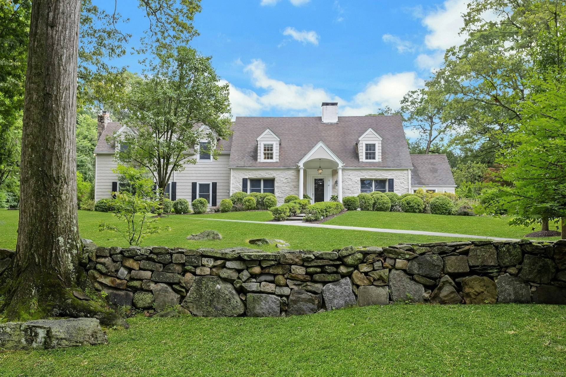 Charming Cape with Guest Cottage Pool in Coveted Ox Ridge District Tucked away on a peaceful cul de sac in the highly sought after Ox Ridge School district, this enchanting ...
