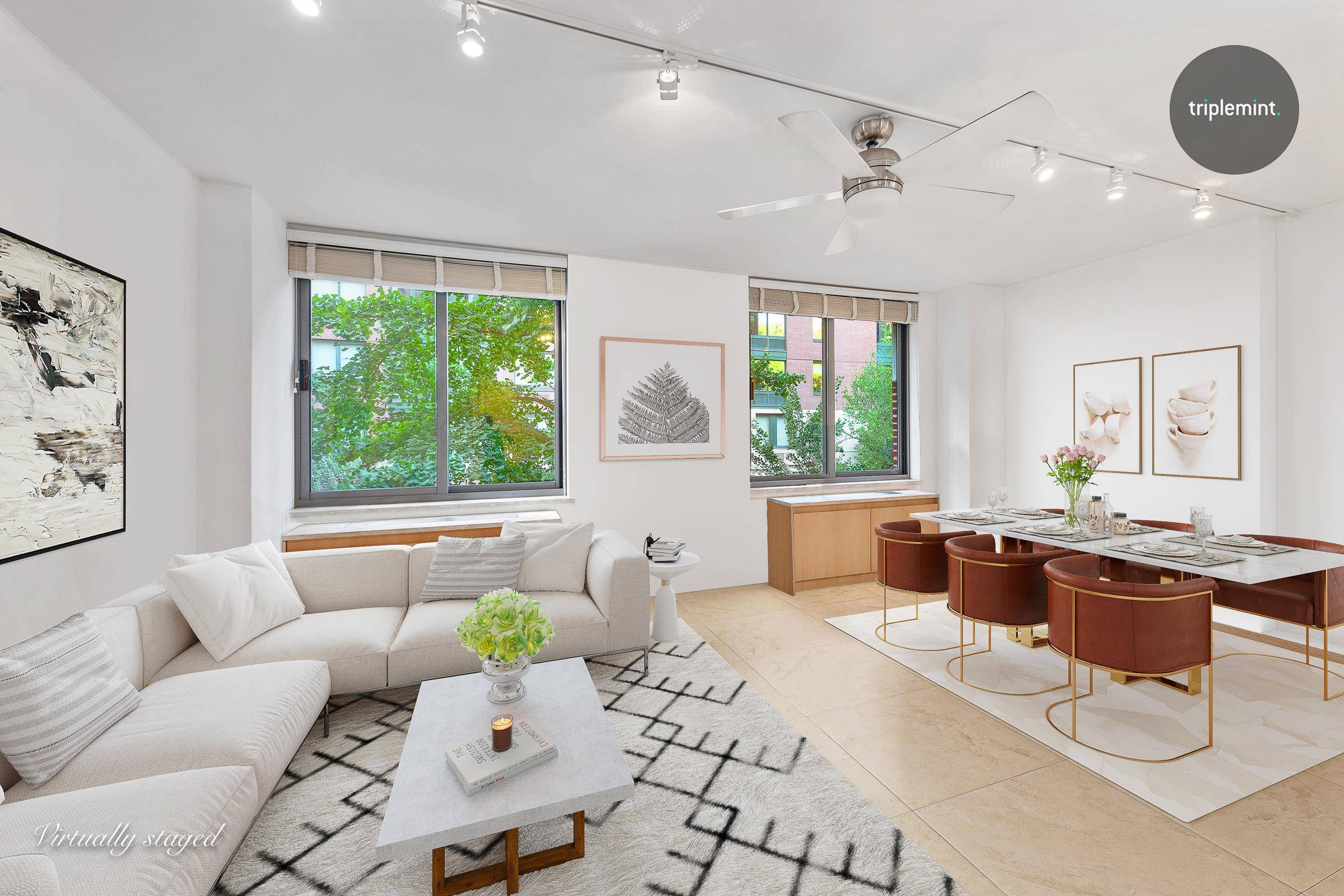 Beautifully and thoughtfully designed townhome by Luca Andrisani Architect at the Cove Club Condominium in Battery Park City.